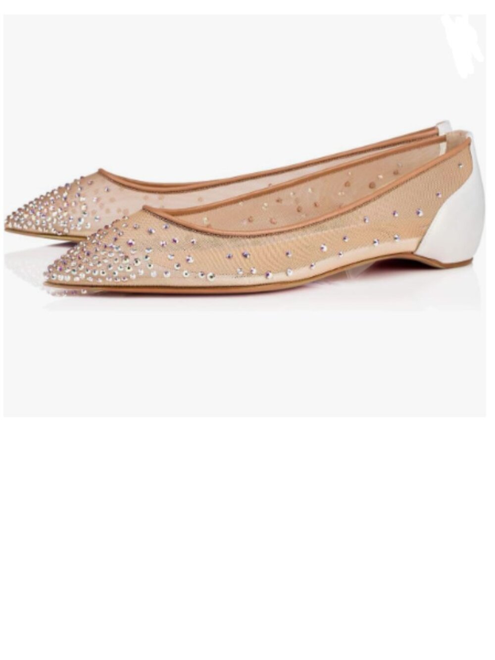 XYD White Mesh Rhinestones Studded Hidden Heels Slip On Pointed Toe Evening Shoe